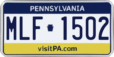 PA license plate MLF1502
