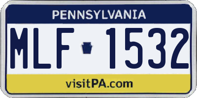 PA license plate MLF1532