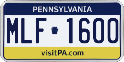 PA license plate MLF1600