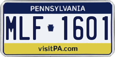 PA license plate MLF1601