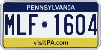 PA license plate MLF1604