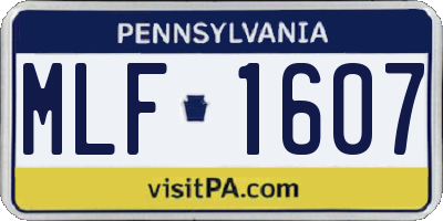PA license plate MLF1607