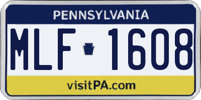 PA license plate MLF1608