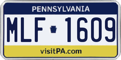 PA license plate MLF1609