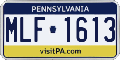 PA license plate MLF1613