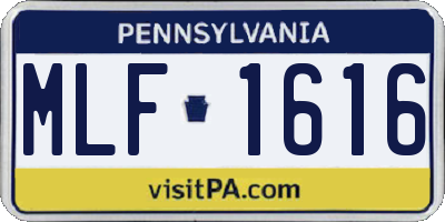PA license plate MLF1616