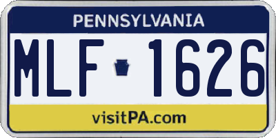 PA license plate MLF1626