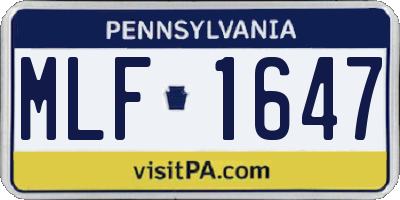 PA license plate MLF1647