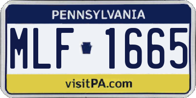 PA license plate MLF1665