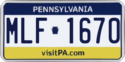 PA license plate MLF1670