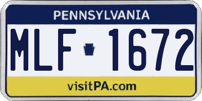 PA license plate MLF1672