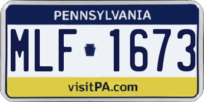 PA license plate MLF1673