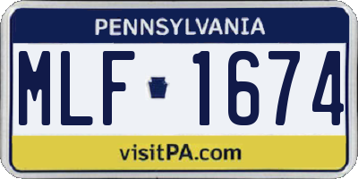 PA license plate MLF1674