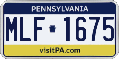 PA license plate MLF1675