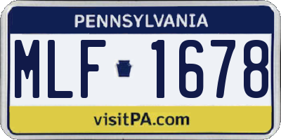 PA license plate MLF1678