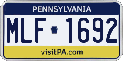 PA license plate MLF1692