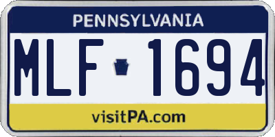 PA license plate MLF1694