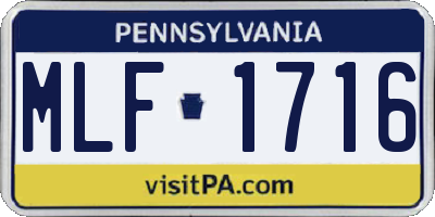 PA license plate MLF1716