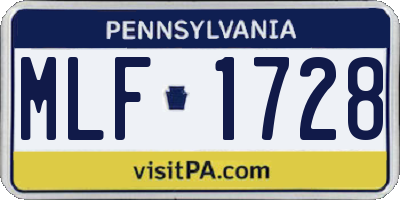 PA license plate MLF1728