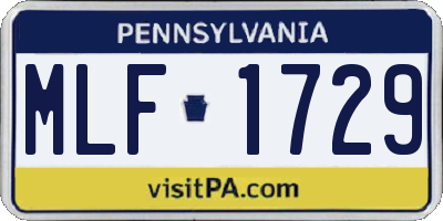 PA license plate MLF1729