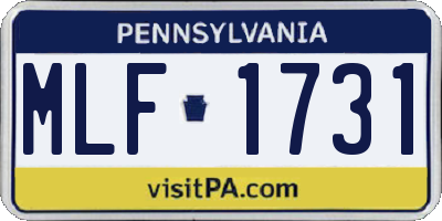 PA license plate MLF1731