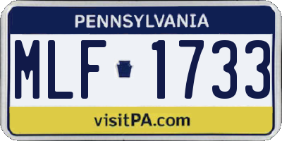 PA license plate MLF1733