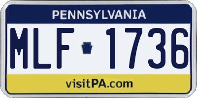PA license plate MLF1736