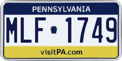 PA license plate MLF1749