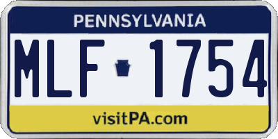 PA license plate MLF1754