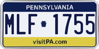 PA license plate MLF1755