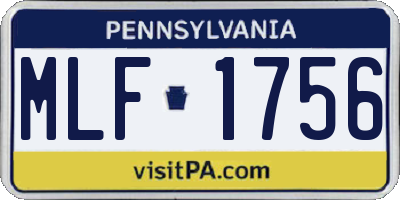 PA license plate MLF1756