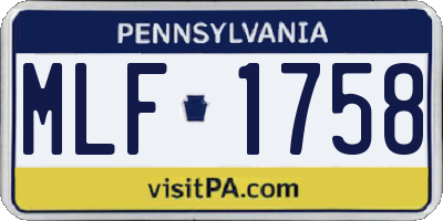 PA license plate MLF1758