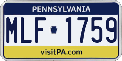 PA license plate MLF1759