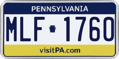 PA license plate MLF1760