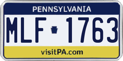 PA license plate MLF1763