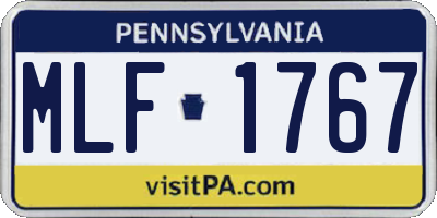 PA license plate MLF1767