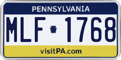 PA license plate MLF1768