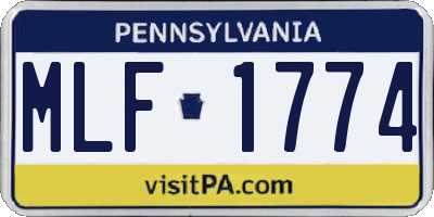 PA license plate MLF1774