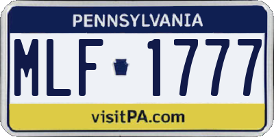 PA license plate MLF1777