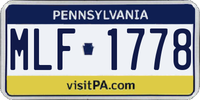 PA license plate MLF1778