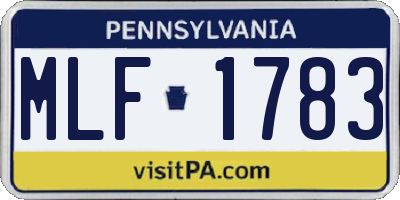 PA license plate MLF1783