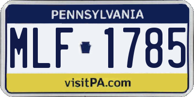 PA license plate MLF1785