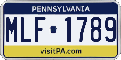 PA license plate MLF1789