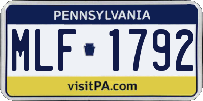 PA license plate MLF1792