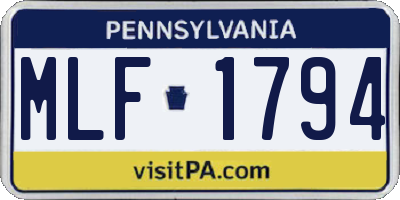 PA license plate MLF1794