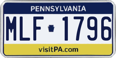 PA license plate MLF1796