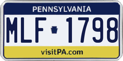 PA license plate MLF1798