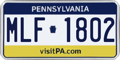 PA license plate MLF1802