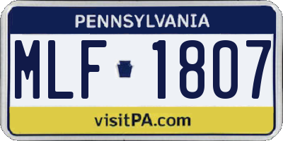 PA license plate MLF1807