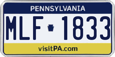 PA license plate MLF1833